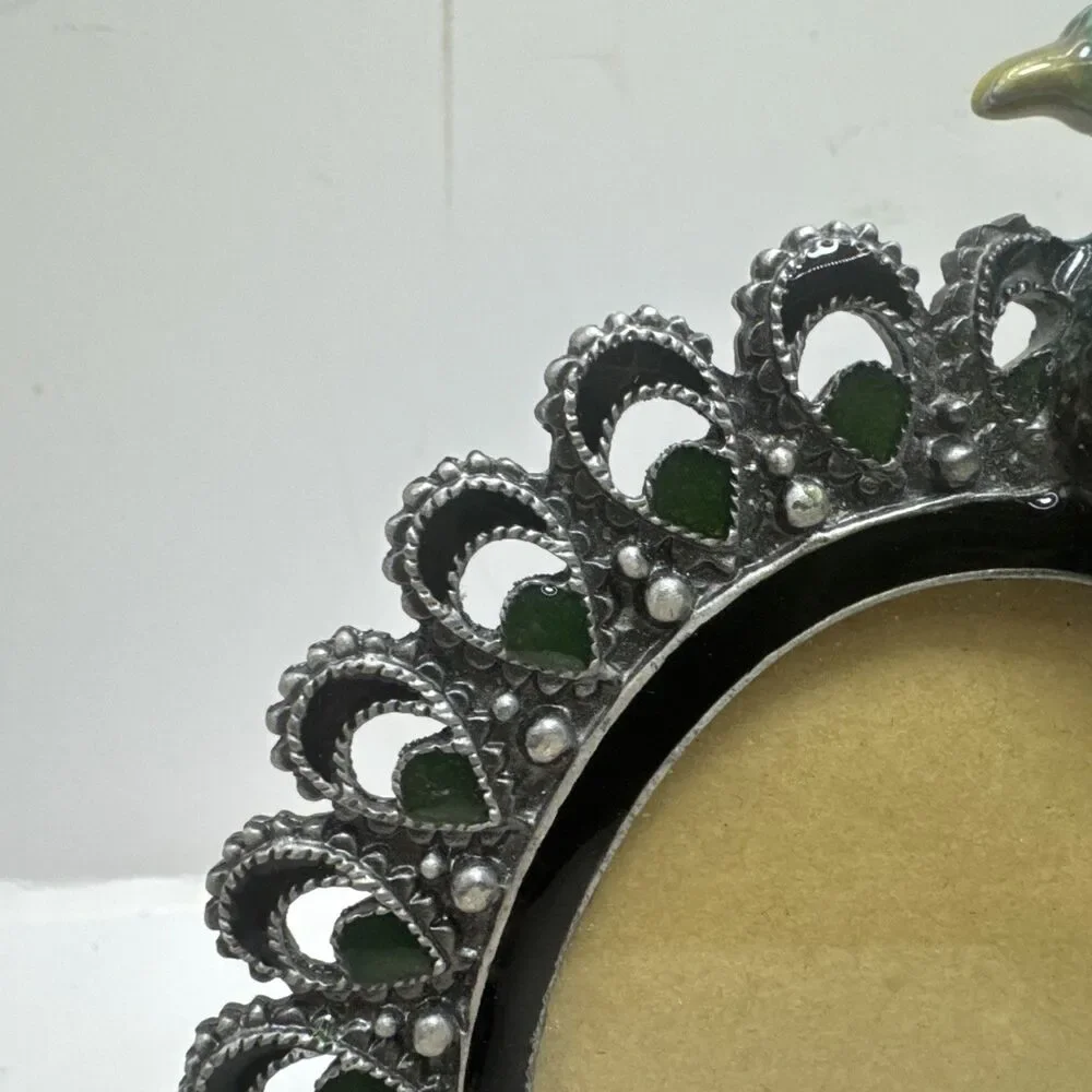 Peacock picture frame with green rhinestones from Pier One, pre-owned, not used